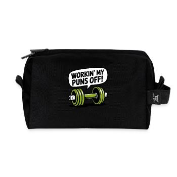 Meine Wortspiele abarbeiten - Recycelte Kulturtasche - Schwarz - Vorne