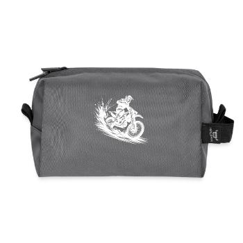 Energetic Motocross Illustration Drawing - Recycled Toiletry Zip Bag - anthracite - Front