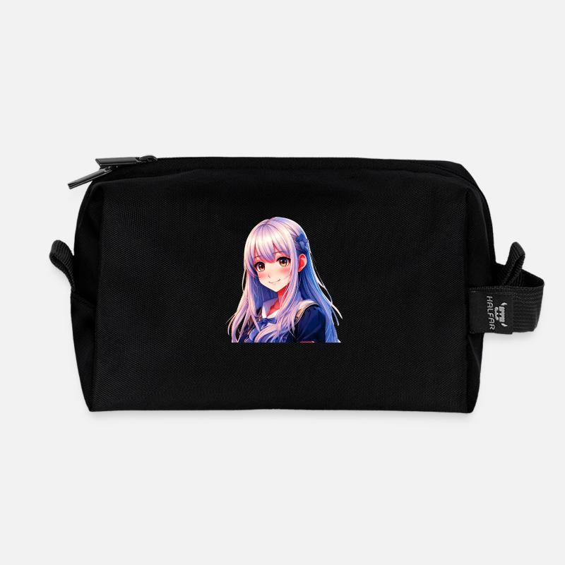 Anime Manga Mädchen - Recycelte Kulturtasche - Schwarz
