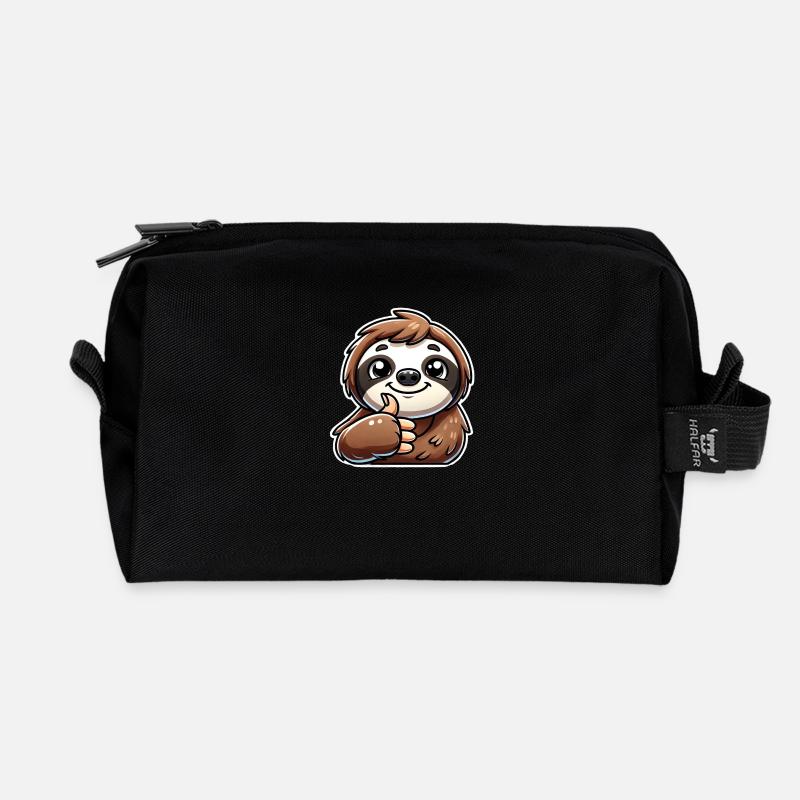 Funny Sloth Design - Recycled Toiletry Zip Bag - black