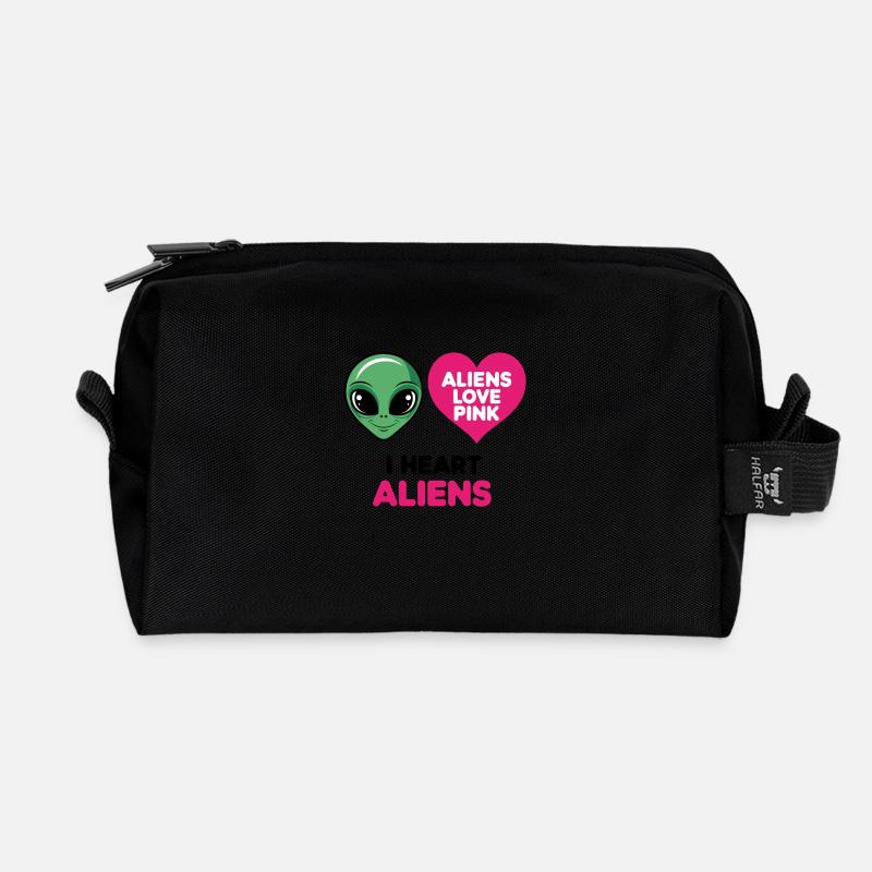 Außerirdische lieben Pink - Recycelte Kulturtasche - Schwarz