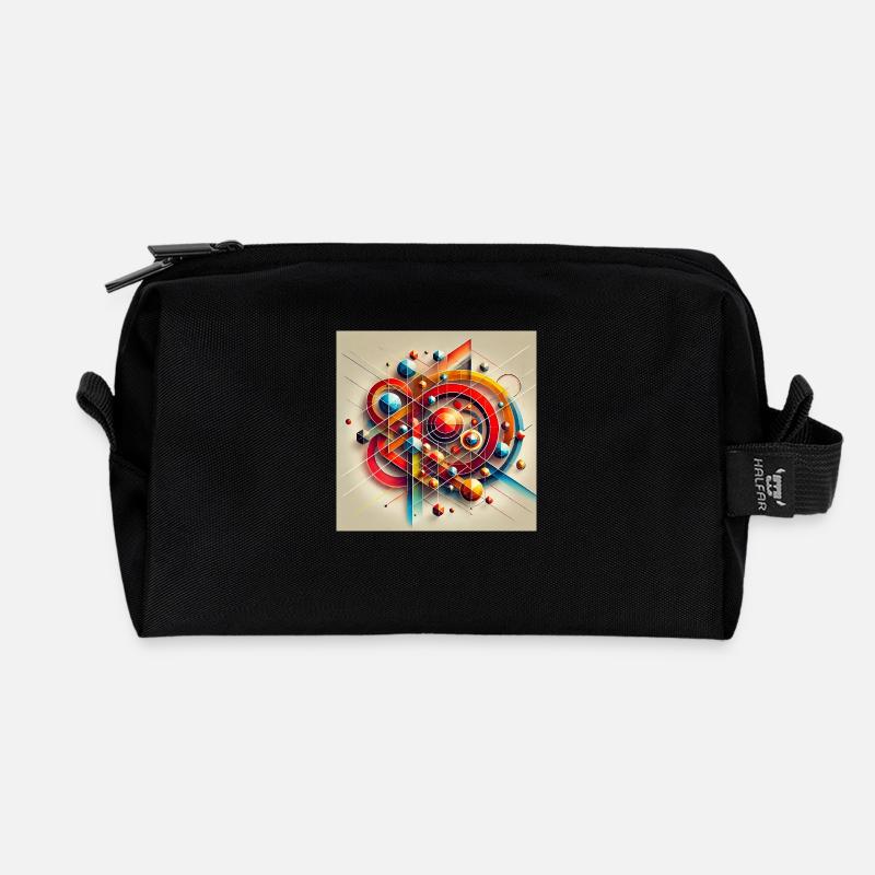 Colour explosion of shapes - Recycled Toiletry Zip Bag - black