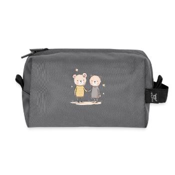 Bear pair - Recycled Toiletry Zip Bag - anthracite - Front