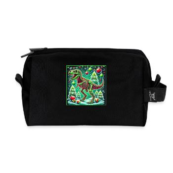 Dino Weihnachten T-Rex Weihnachtsbaum - Recycelte Kulturtasche - Schwarz - Vorne
