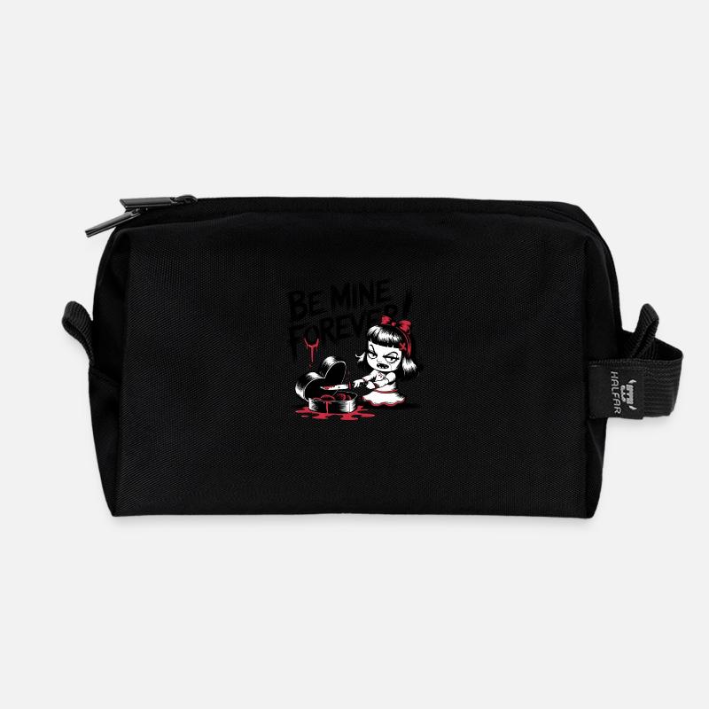 Be Mine Forever - Gothic Valentine's Dark Humor - Recycled Toiletry Zip Bag - black