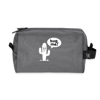 Hug Me! - Funny Cactus - Recycled Toiletry Zip Bag - anthracite - Front