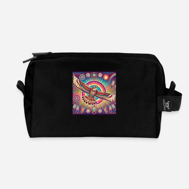 Krafttier Falke - Recycelte Kulturtasche - Schwarz