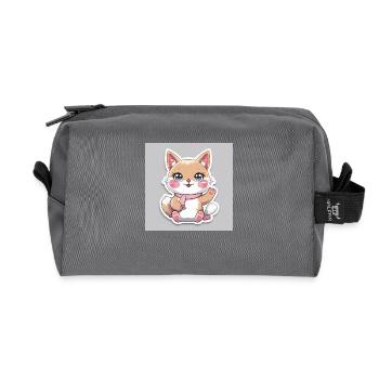 Kawaii Cheerful Animal Sticker - Recycled Toiletry Zip Bag - anthracite - Front