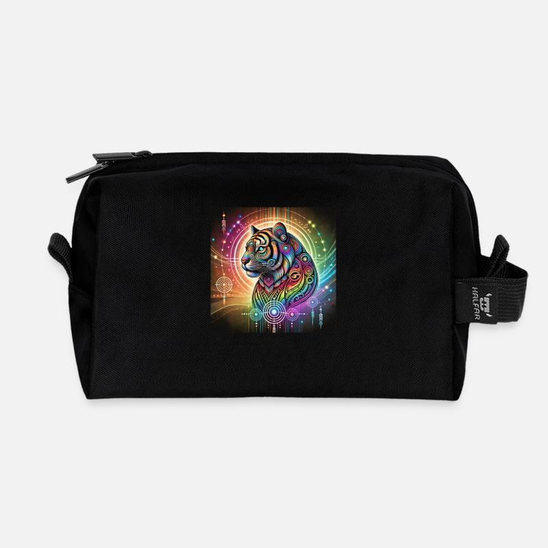Krafttier Tiger - Recycelte Kulturtasche - Schwarz