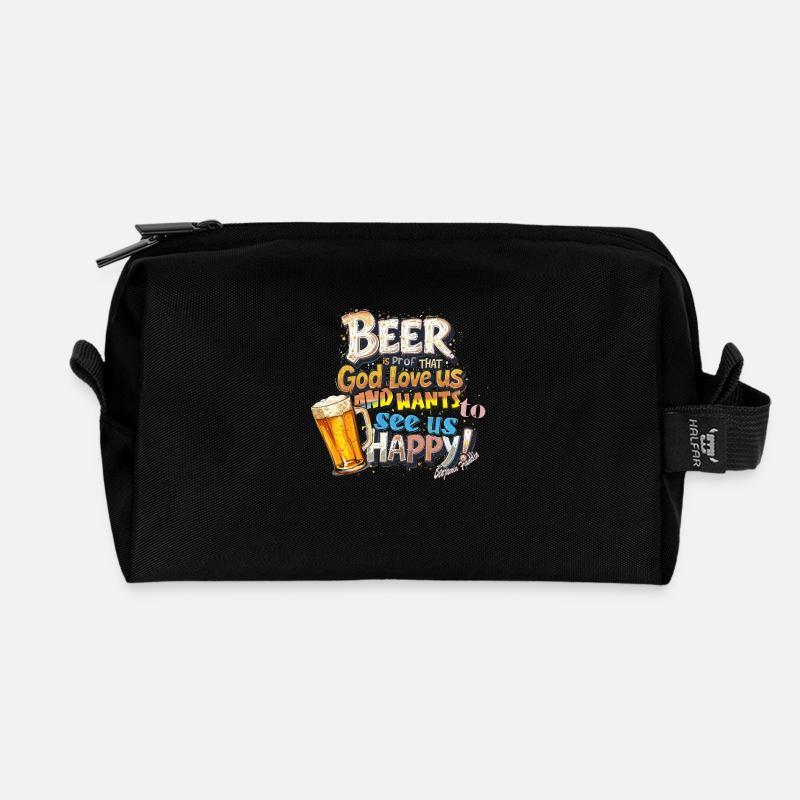 Bier ist ein Beweis dafür, dass Gott liebt - Recycelte Kulturtasche - Schwarz