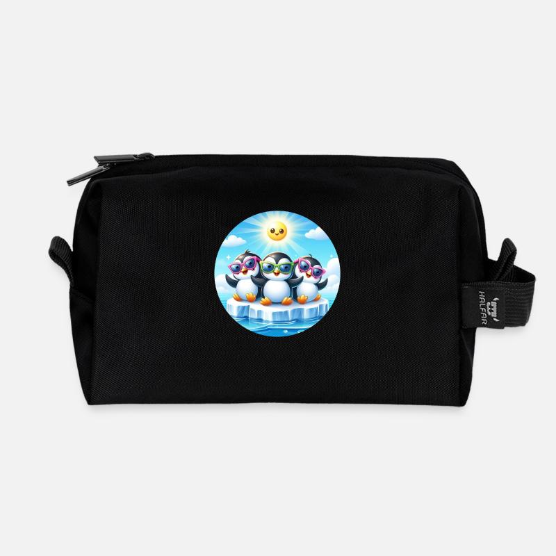 Lustige Pinguine 2 - Recycelte Kulturtasche - Schwarz