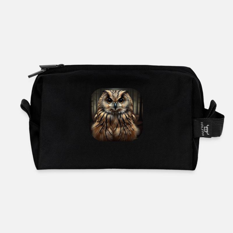 Eule - Recycelte Kulturtasche - Schwarz