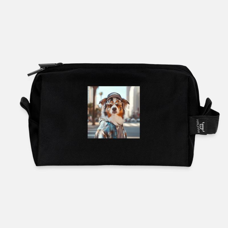 Dog LA hipster - Recycelte Kulturtasche - Schwarz