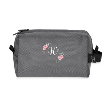 Rosa Blumenbuchstabe w - Recycelte Kulturtasche - Anthrazit - Vorne