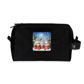 Lustige Weihnachtshasen mit Weihnachtsmannmütze - Recycelte Kulturtasche - Schwarz - Vorne