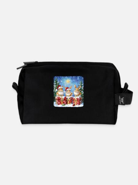 Lustige Weihnachtshasen mit Weihnachtsmannmütze - Recycelte Kulturtasche - Schwarz