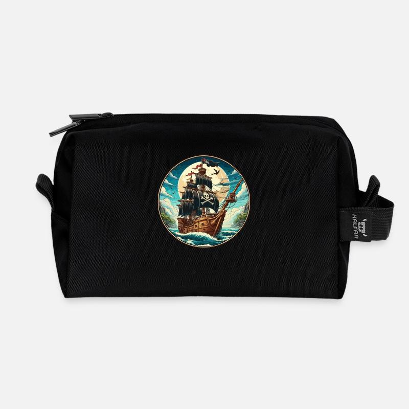 Piratenschiff groß - Recycelte Kulturtasche - Schwarz