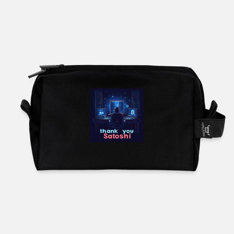 Bitcoin Satoshi - Recycled Toiletry Zip Bag - black
