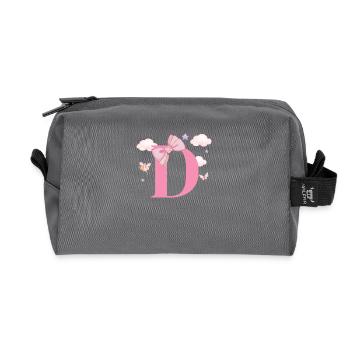 Pink Letter D Clouds - Recycled Toiletry Zip Bag - anthracite - Front