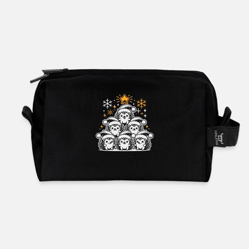 Igel Weihnachten - Recycelte Kulturtasche - Schwarz