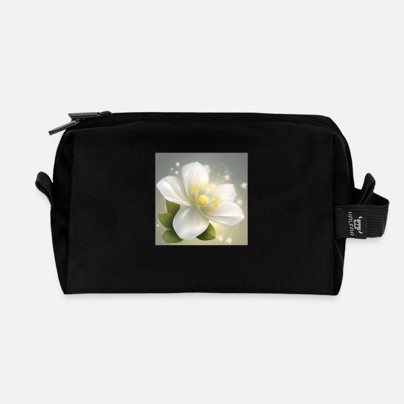 Delicate Flower - Recycled Toiletry Zip Bag - black