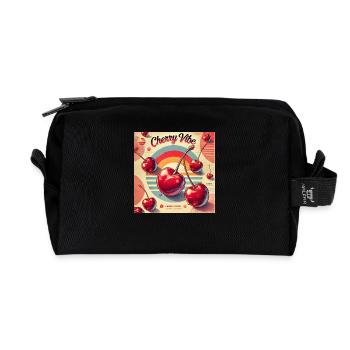 Sweet cherry vibes – nostalgic & playful - Recycled Toiletry Zip Bag - black - Front