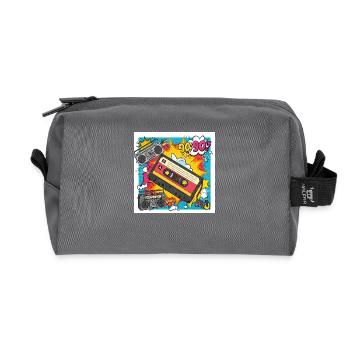 90er-Vibes: Comic-Kassette im Retro-Look - Recycelte Kulturtasche - Anthrazit - Vorne