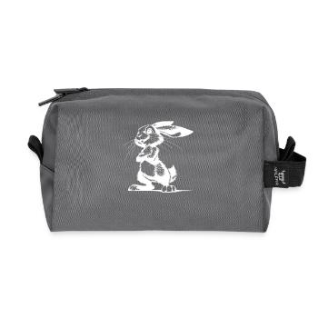 Croquis de portrait de lapin avec de grandes oreilles - Trousse de toilette en tissu recyclé - anthracite - Devant