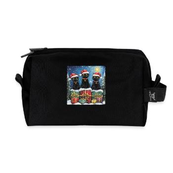 Schwarze Katzen mit Weihnachtsgeschenke - Recycelte Kulturtasche - Schwarz - Vorne