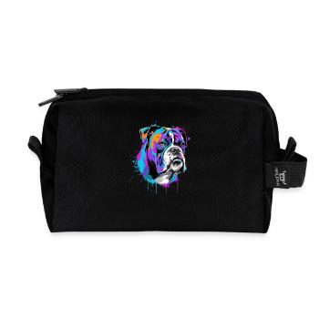 Splash Art Boxer Propriétaire D'un Chien Cadeau - Trousse de toilette en tissu recyclé - noir - Devant