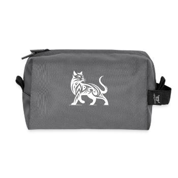 Tatouage de chat tribal dans une élégance élégante - Trousse de toilette en tissu recyclé - anthracite - Devant