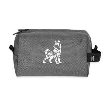 Ombré Tribal Line Art Husky Dog Design - Trousse de toilette en tissu recyclé - anthracite - Devant