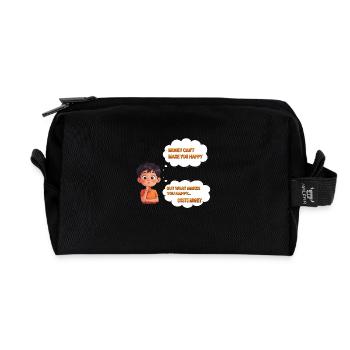 Happiness and money - Recycled Toiletry Zip Bag - black - Front