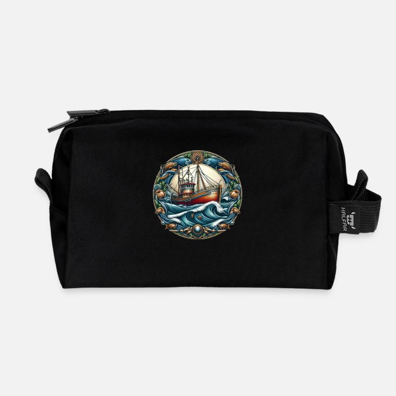 Fischkutter - Recycelte Kulturtasche - Schwarz