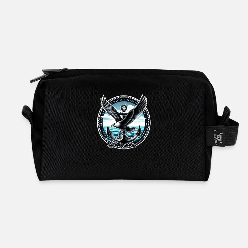 Möwe mit Anker - Recycelte Kulturtasche - Schwarz