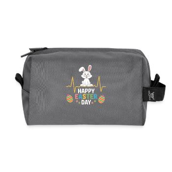 Happy Easter Day Bunny Easter Eggs - Recycled Toiletry Zip Bag - anthracite - Front