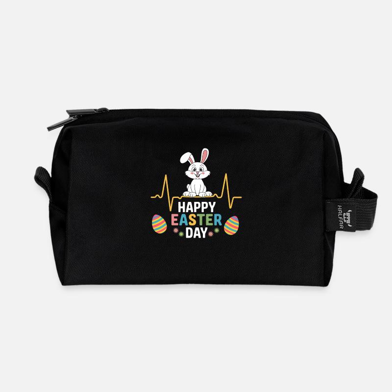 Happy Easter Day Bunny Easter Eggs - Recycelte Kulturtasche - Schwarz