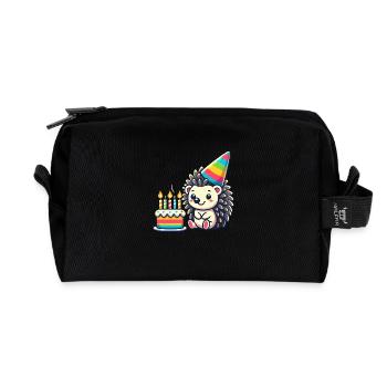 Hedgehog Kid Celebrating Birthday - Recycelte Kulturtasche - Schwarz - Vorne