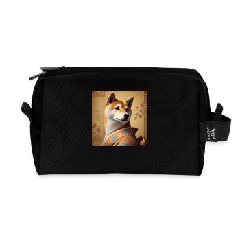 Shiba inu beautiful Japanese style - Recycled Toiletry Zip Bag - black - Front
