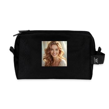 Belle fille aux cheveux brillants - Trousse de toilette en tissu recyclé - noir - Devant