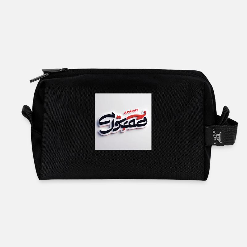 Stylized Satirical Logo for "Faraz Gostar" with Pe - Recycled Toiletry Zip Bag - black