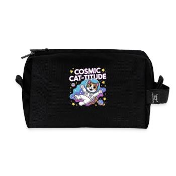 Cosmic Cat-titude – Intergalaktische Katzenpower - Recycelte Kulturtasche - Schwarz - Vorne