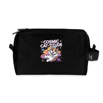 Chat Cosmique – Pouvoir Intergalactique du Chat - Trousse de toilette en tissu recyclé - noir - Devant