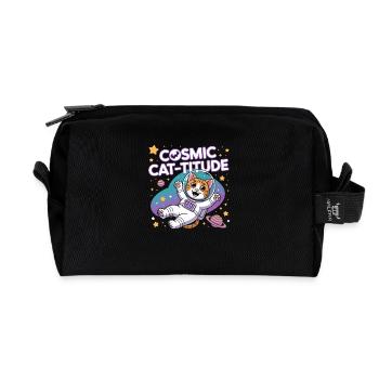 Chat Cosmique – Pouvoir Intergalactique du Chat - Trousse de toilette en tissu recyclé - noir - Devant