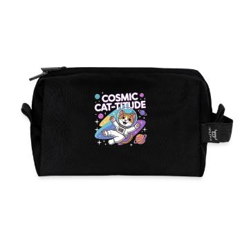 Chat Cosmique – Pouvoir Intergalactique du Chat - Trousse de toilette en tissu recyclé - noir - Devant