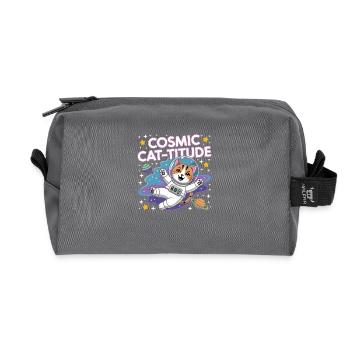 Chat Cosmique – Pouvoir Intergalactique du Chat - Trousse de toilette en tissu recyclé - anthracite - Devant