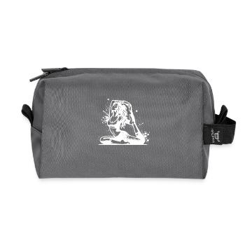 Yoga woman in deep concentration exercise - Recycled Toiletry Zip Bag - anthracite - Front