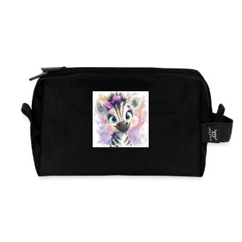 Motif zèbre pour les filles – Design mignon pour les enfants - Trousse de toilette en tissu recyclé - noir - Devant