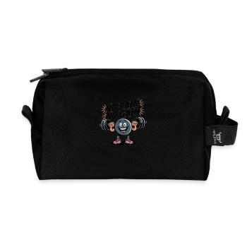 Pas de douleur, pas de gain - Dessin animé de fitness drôle - Trousse de toilette en tissu recyclé - noir - Devant