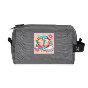 Magical Baby Feet – The Beginning of Something Big - Recycled Toiletry Zip Bag - anthracite - Front